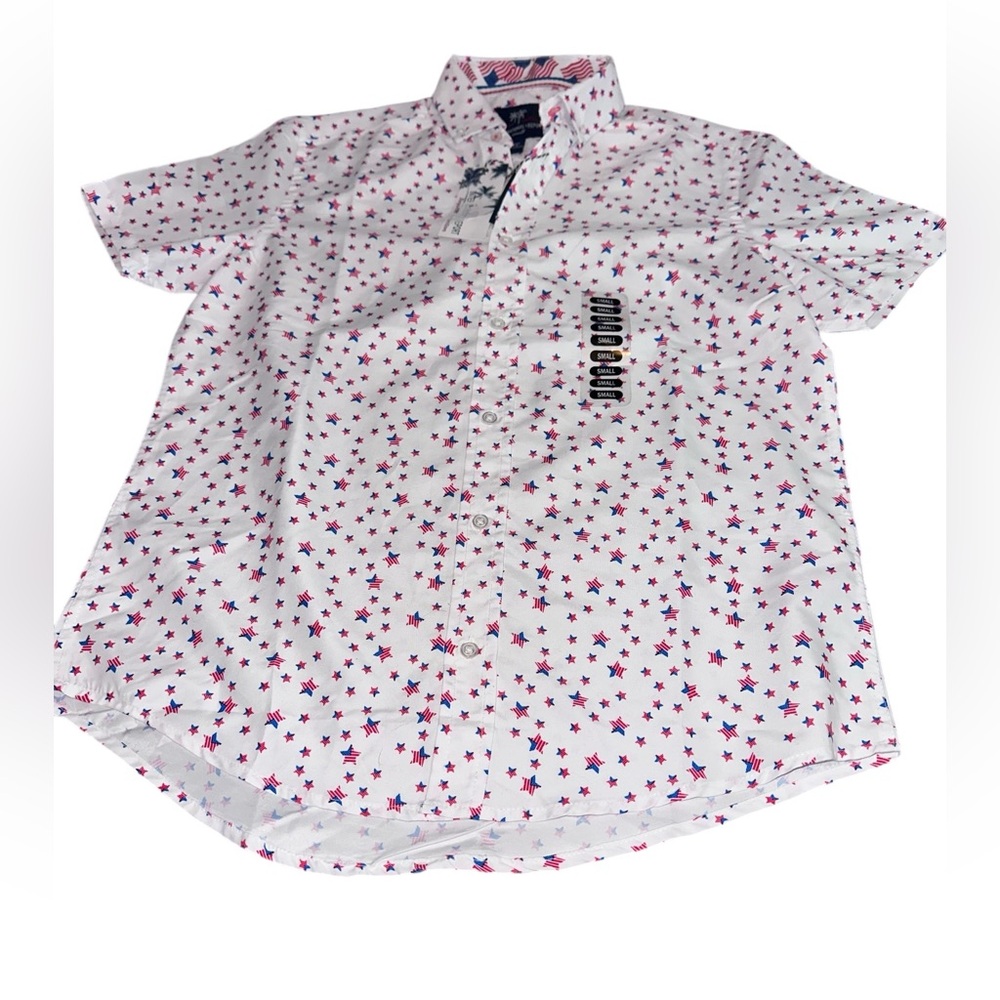 International‎ Report men’s Patriotic Print Button Down Shirt Small Slim Fit NWT
